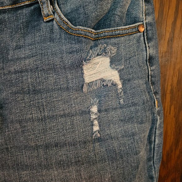 Judy Blue Distressed High Rise Slim Fit Ankle Jeans Sz 15/32 - Picture 6 of 9